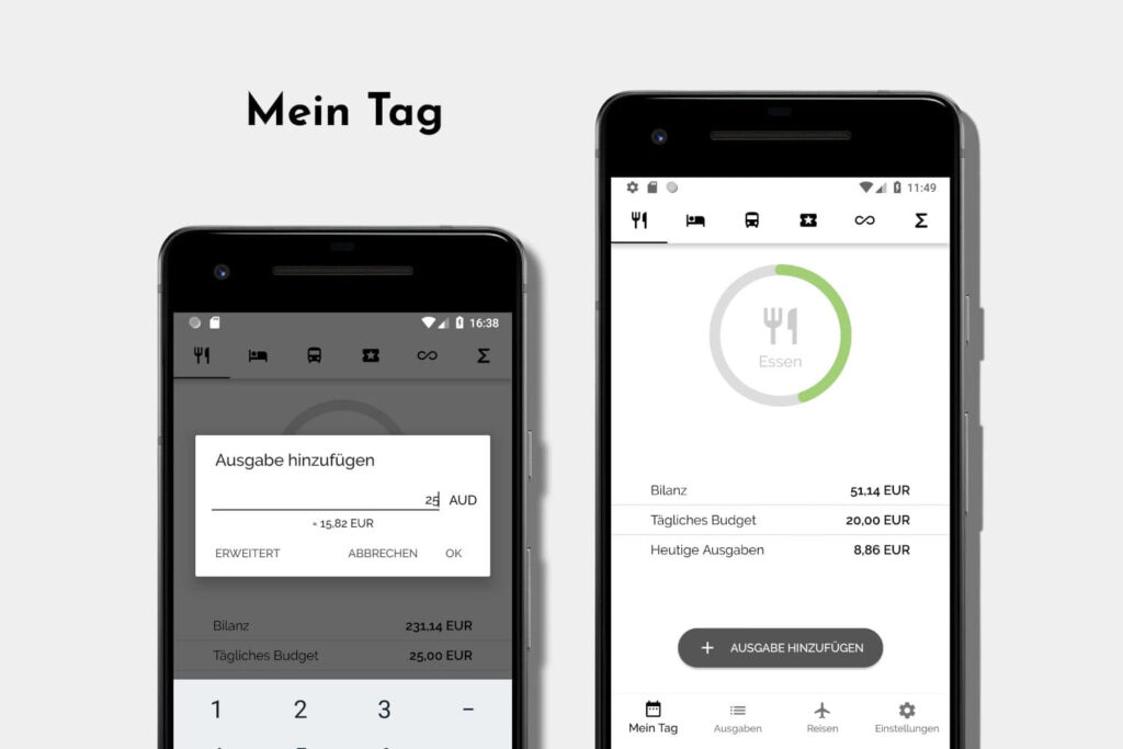 Reisebudget App TravelBudget Dein Tagesbudget auf einem Blick.