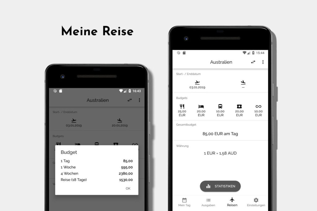 Reisebudget App TravelBudget Diese Ansicht ist das perfekte Werkzeug, um dein Reisebudget zu planen.