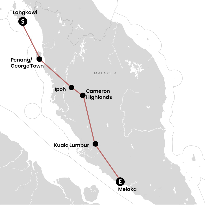 Malaysia Karte: Alle 6 Stationen auf unserer Backpacking Reise