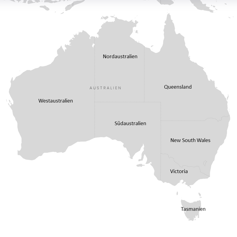 Australien und seine Bundesstaaten auf der Karte