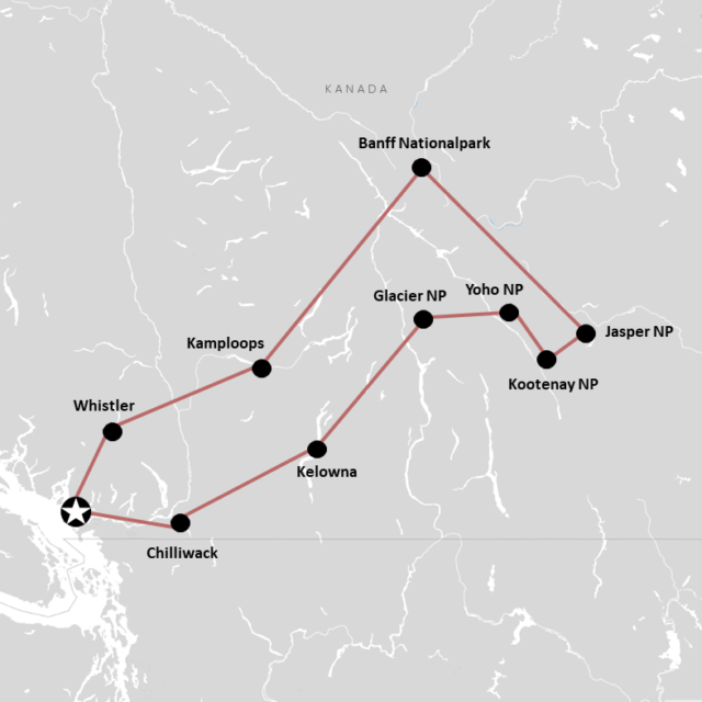 Kanada Roadtrip — Vancouver & Nationalparks mit Route & Karte