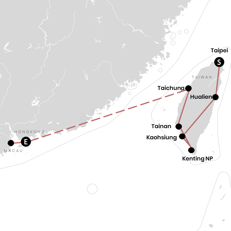 Taiwan, Hongkong und Macau auf der Ostasien-Karte