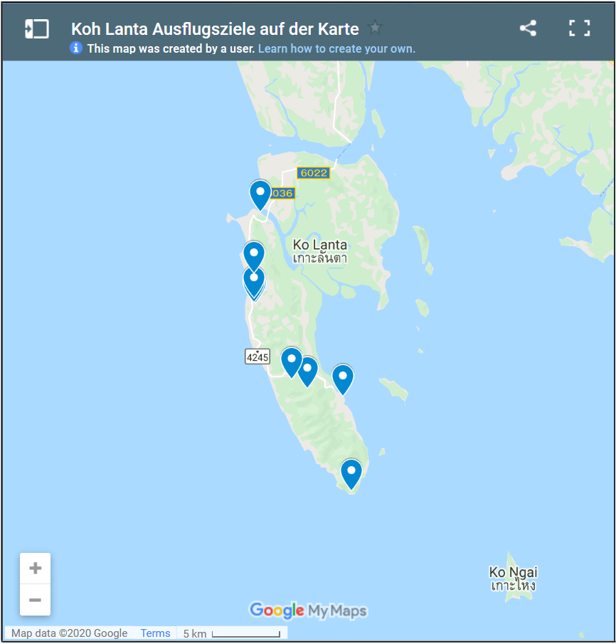 Koh Lanta Karte von Thailand mit Ausflügen
