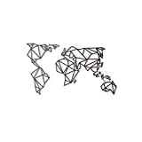 Hoagard Metal World Map Black Weltkarte aus Metall Schwarz | 60cm x 100cm | Geometrische Metallwandkunst, Wanddekoration