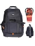 Rollei 20290 Fotoliner Fotorucksack M I großer Kamerarucksack I Daypack I inkl. Laptop-Fach, Regenschutz und Handgepäck tauglichen Maßen I Schwarz