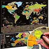 W WANDERLUST MAPS Weltkarte zum Rubbeln + BONUS Deluxe Europa Karte. Das Komplette-Set mit allen Accessoires und Länder Flaggen. Das perfekte Premium Geschenk für alle Reiseliebhaber.