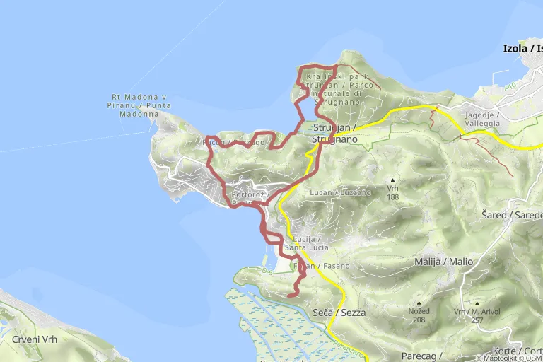 Strecke zur Mondbucht auf der Karte