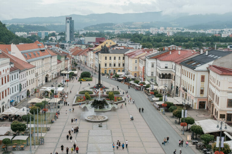 Banská Bystrica Altstadt vom Uhrturm gesehen