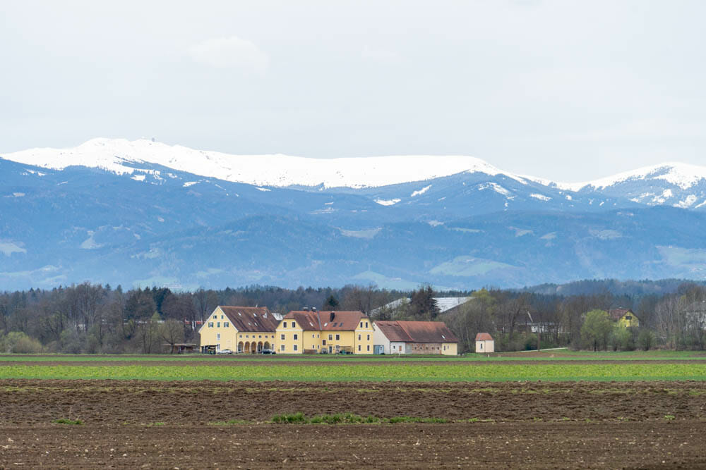 Südsteiermark im Frühling mit Schneebergen