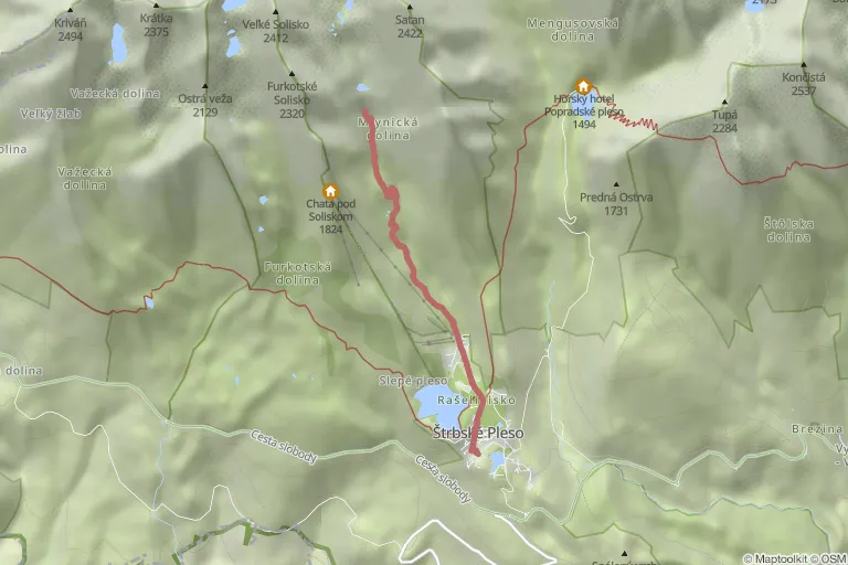 Wanderung zum Wasserfall (Vodopád Skok) in der Hohen Tatra auf der Karte